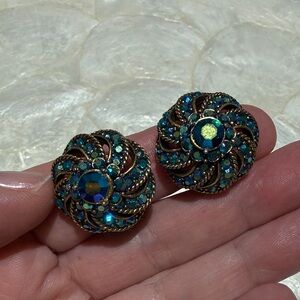 Weiss Vintage Blue and Gold Women's Earrings